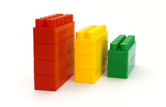 children's cubes for games of different colors on a white background