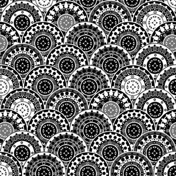 Oriental flowers background in black and white