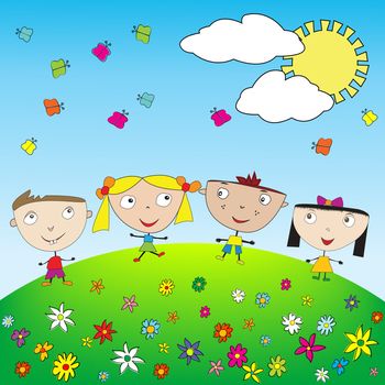 Happy kids outdoor