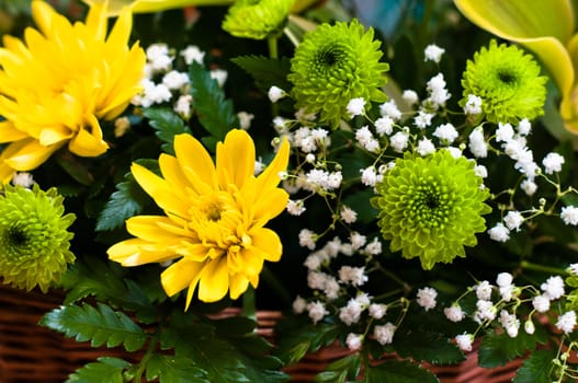 Chrysanthemum and some other flowers bright and colorful bouquet