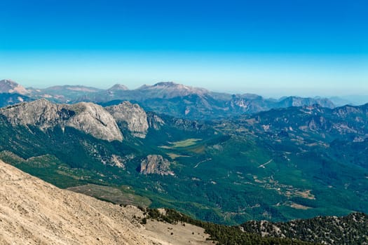 Mountainous valley beautiful view with clear and blue sky