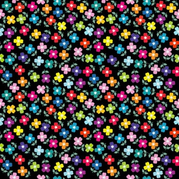 Seamless background with colored flowers