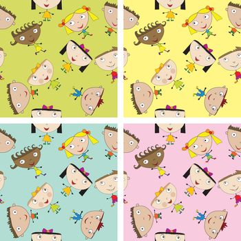 Set of children pattern with kids