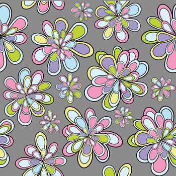 Seamles pattern with flowers in pastel tones