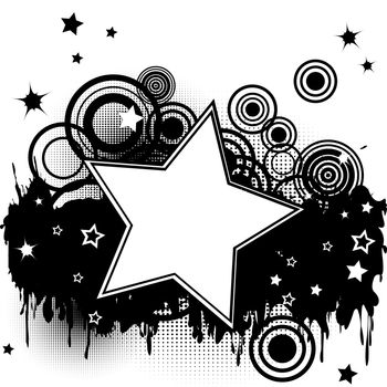 Grunge splash background with stars, circles and place for your text