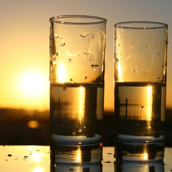 clean cold water in glass
