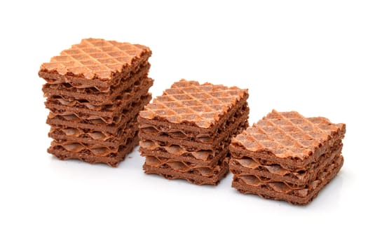 Heap Chocolate Wafers on white background