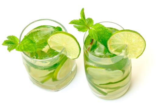 Mojito Cocktail in a Glass Beaker, on white background