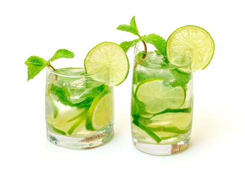 Mojito Cocktail in a Glass Beaker, on white background