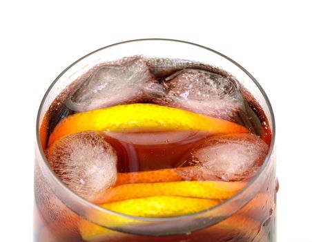 Sangria with Ice in a Glass Beaker, closeup