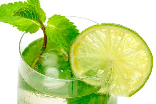 Mojito Cocktail in a Glass Beaker, closeup