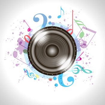 Image of music speaker against colourful background