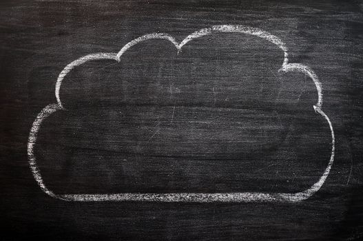 Cloud drawn with chalk on a smudged blackboard background for text writing and design