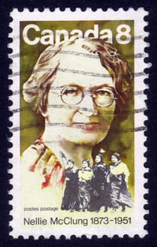CANADA - CIRCA 1973: stamp printed by Canada, shows Nellie McClung 1873-1951, a feminist, a fighter for women's rights in Canada, member of the Legislative Assembly of Alberta, circa 1973