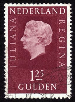 NETHERLANDS - CIRCA 1969: Stamp printed in the Holland shows  the queen Juliana, circa 1969