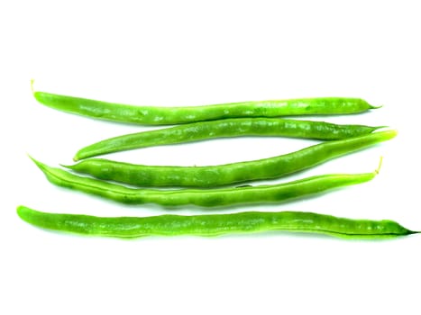 Green beans isolated on a white background.