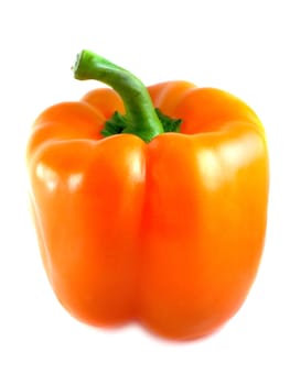 Top view Orange bell pepper isolated on white background