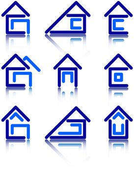 a set of icons in the form of house construction