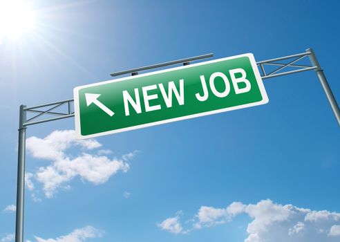 Illustration depicting a highway sign with a new job concept..