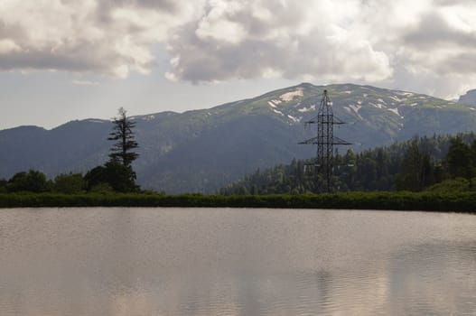 Lake in mountains of the Caucasian reserve