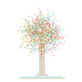 Tree made of colored abstract network