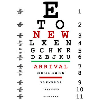 New arrival advertising with optical eye test used by doctors