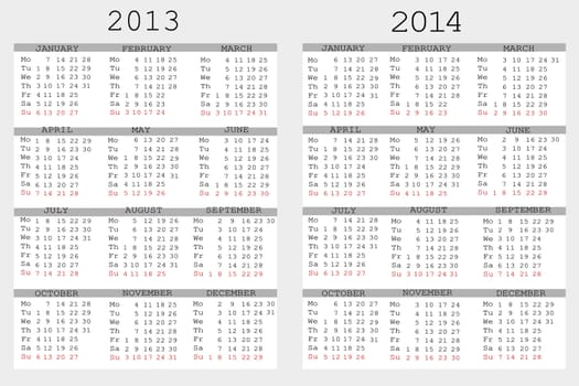 Set of 2013 and 2014 Calendar for your notebook