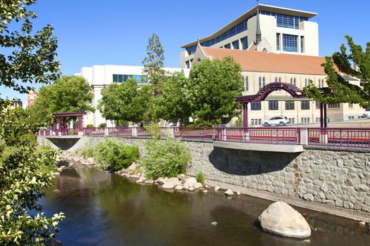 Reno downtown architecture and park, Nevada.