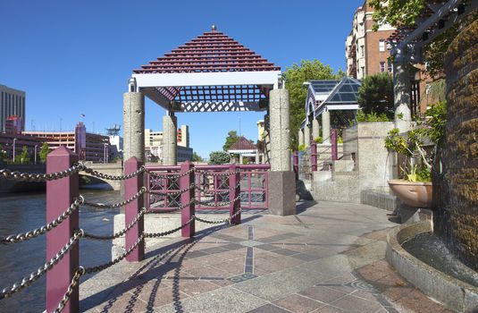 Downtown Reno NV., promenade and park.