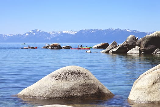 kayaks on Lake tahoe, California, Nevada.