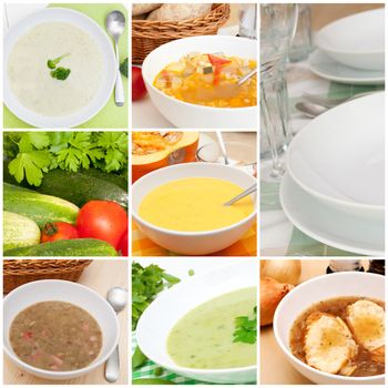 Collage of Various Soups