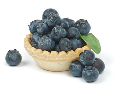 Fresh Raw Blueberries in basket isolated on white background