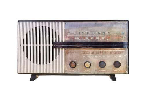 Old radio isolated on white background.