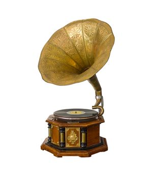 Vintage Gramophone isolated on white background