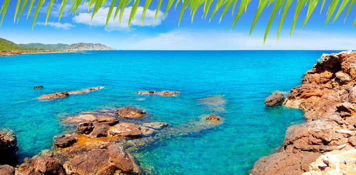 Ibiza Canal d en Marti Pou des Lleo beach in balearic islands of Mediterranean sea