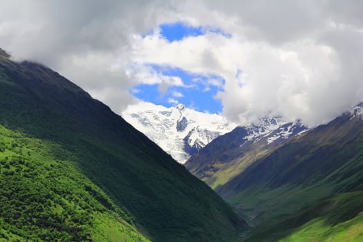 Image of beautiful landscape with Caucasus mountains