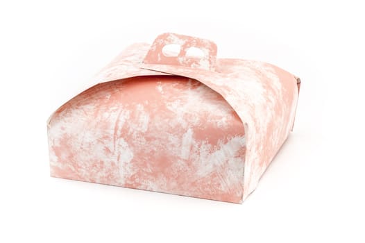 italian pink cake box isolated on white background