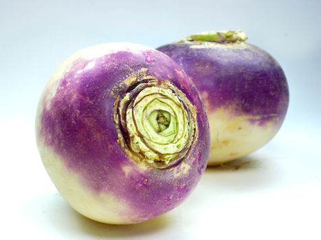 purple headed turnips isolated on white background