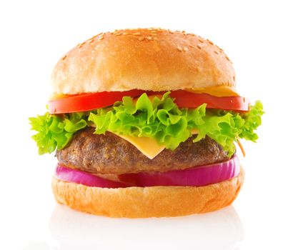 Beef burger isolated white background