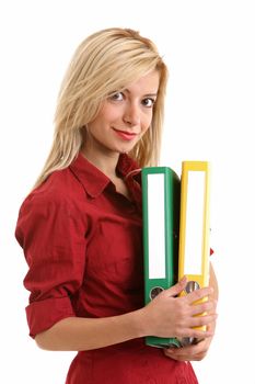 Blonde girl with folders