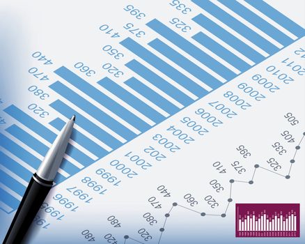 Business backgrounds graphs and stationary pen