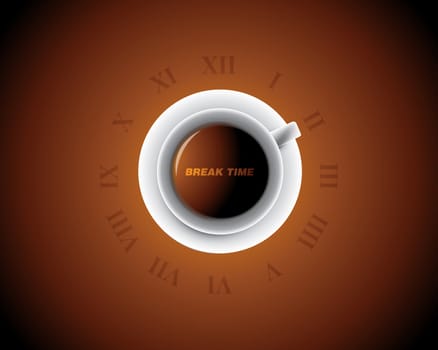 Cup of Coffee like a clock, Break time