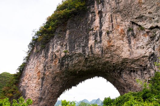 Moon Hill karst formation in China near Yangshuo