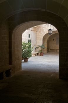 insite view trought bows from stones on Malta