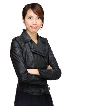 young asian woman over white background