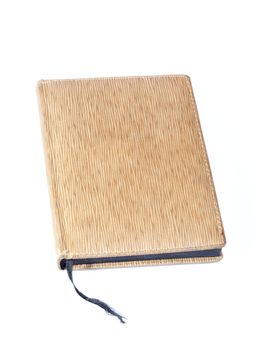 Brown notebook with a cover from an imprinted skin on  white background