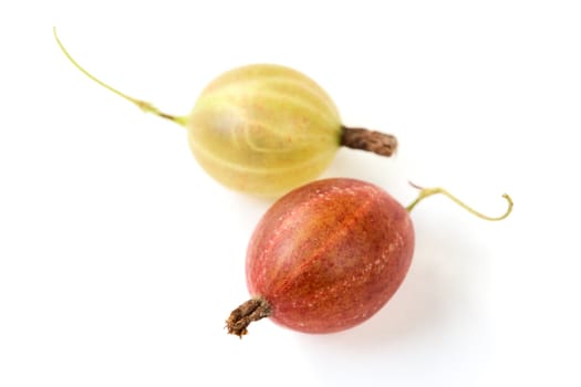 Red and green gooseberry isolated on a white background