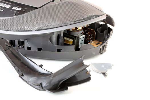 Broken cd-player isolated on a white background