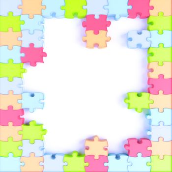 Parts of a puzzle with funny colors on a white background