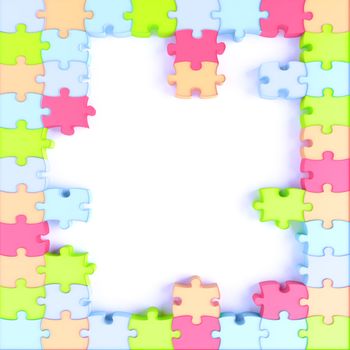 Parts of a puzzle with funny colors on a white background